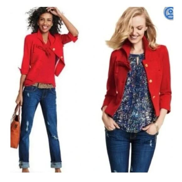 Cabi Beau Jacket Women's 6 Red Gold Button Blazer Bow Classic Career Romantic - Picture 4 of 15